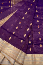 Purple Handloom Chanderi Pure Silk Saree