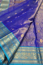 Purple Handloom Chanderi Tissue Katan Silk Saree — Zari Weave, Festive