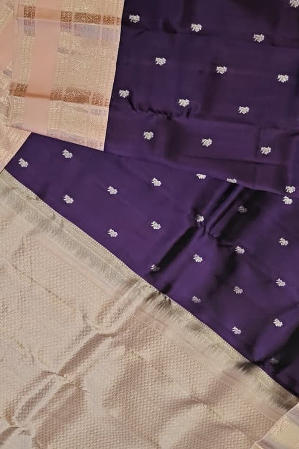 Purple Handloom Gadwal Pure Silk Saree