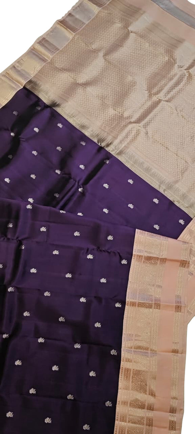 Purple Handloom Gadwal Pure Silk Saree