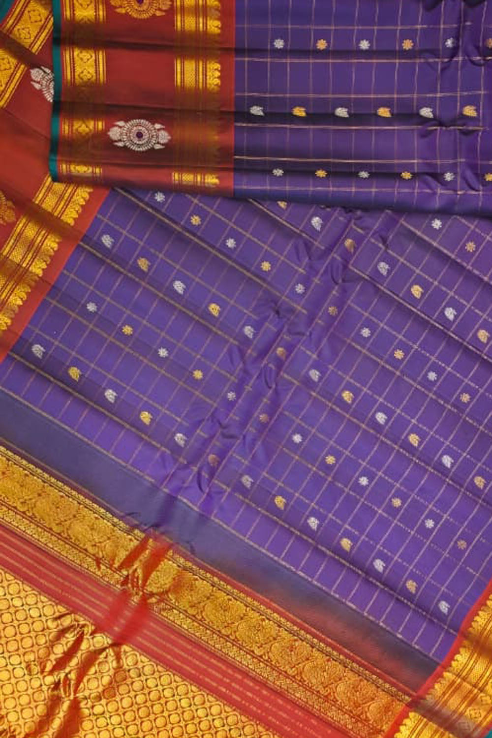 Purple Gadwal Pure Silk Saree Handloom Woven Wedding