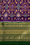 Purple Ikat Pure Silk Saree Handloom Woven Kanjeevaram Border