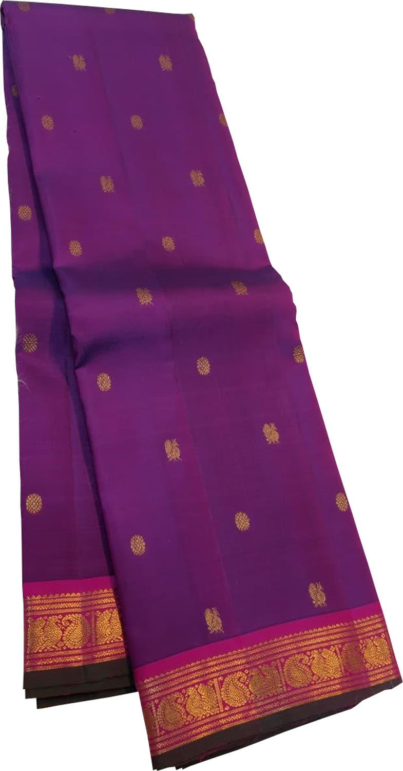 Purple Handloom Kanjeevaram Pure Silk Saree