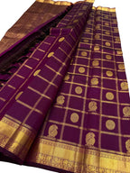 Purple Handloom Kanjeevaram Pure Silk Saree — Handwoven, Festive & Bridal
