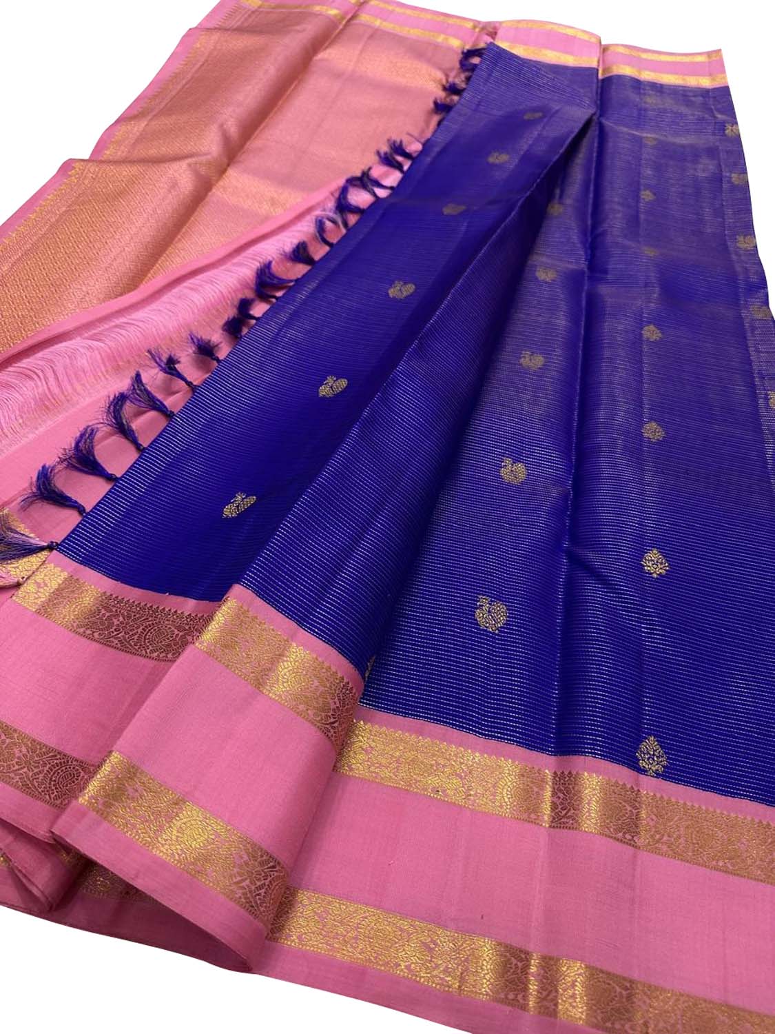 Blue Kanjeevaram Pure Silk Saree Handloom Weave Festive