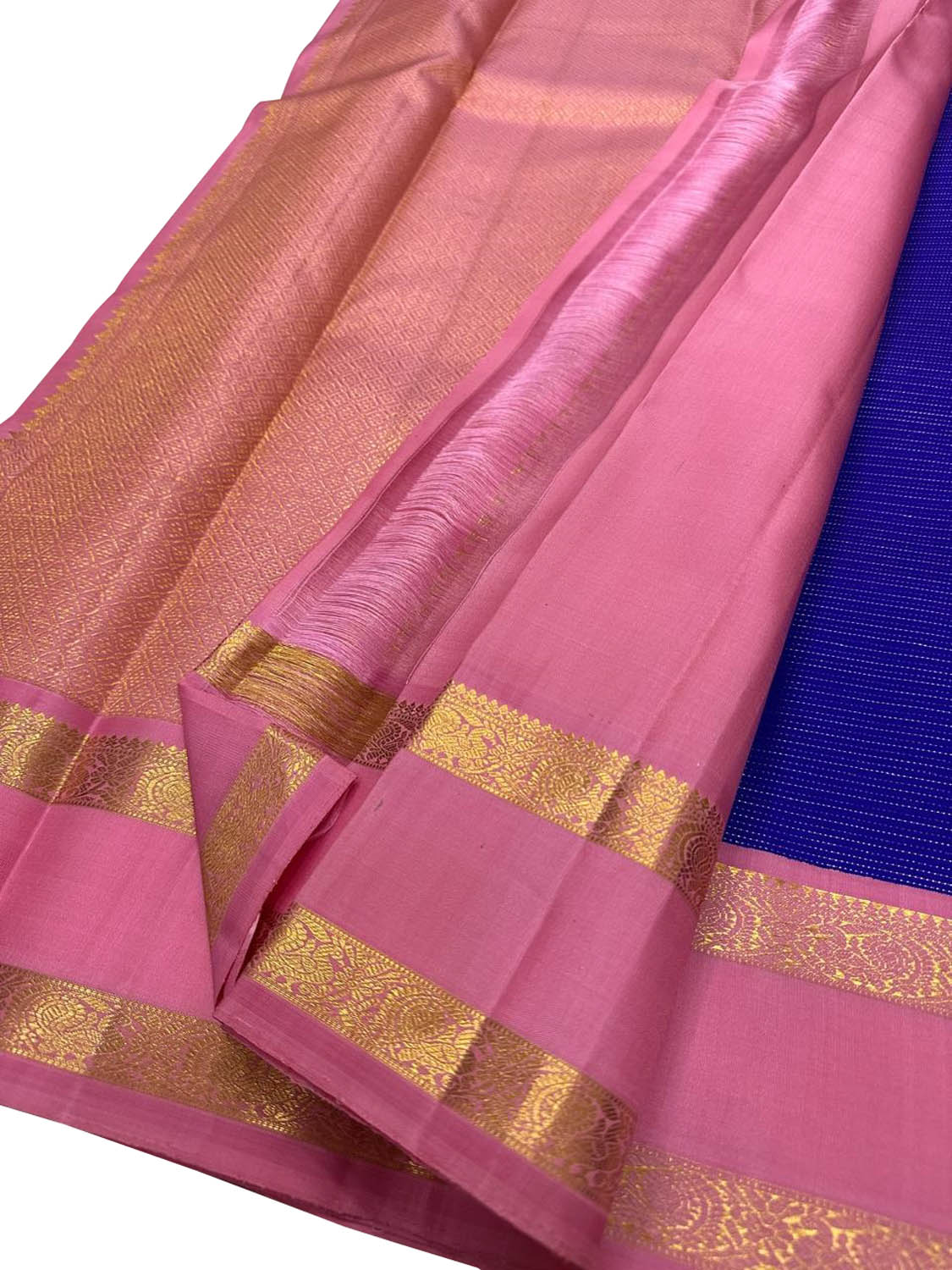 Blue Kanjeevaram Pure Silk Saree Handloom Weave Festive
