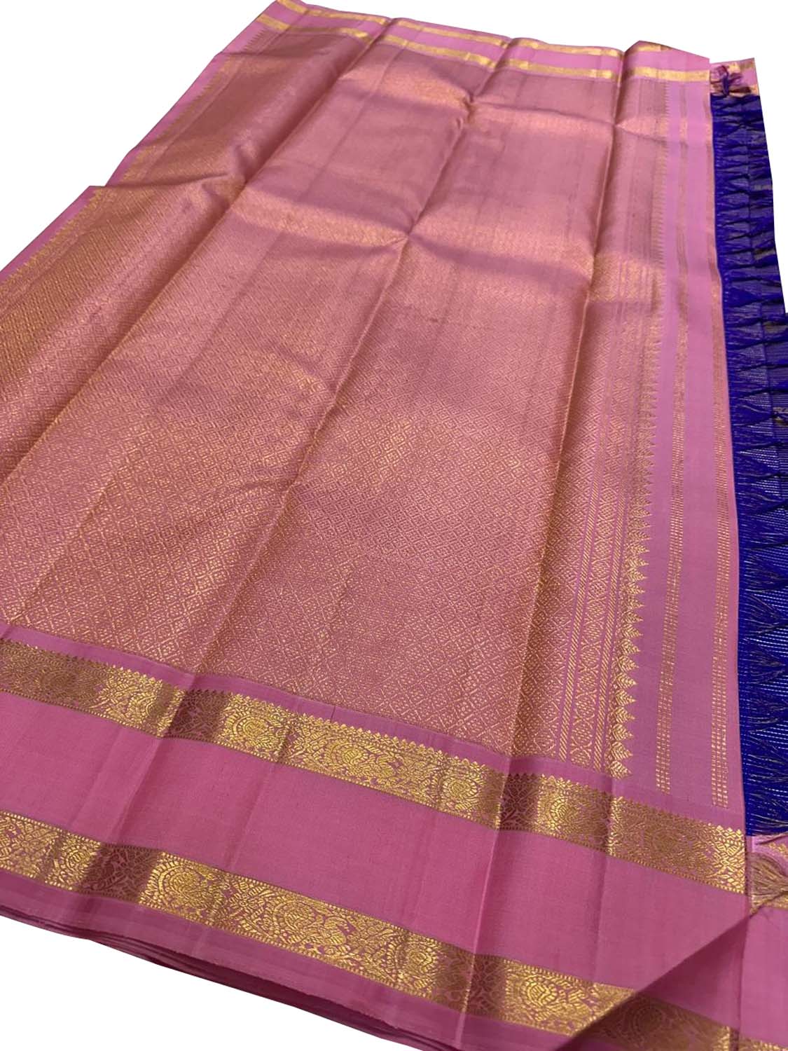 Blue Kanjeevaram Pure Silk Saree Handloom Weave Festive