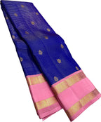 Blue Kanjeevaram Pure Silk Saree Handloom Weave Festive