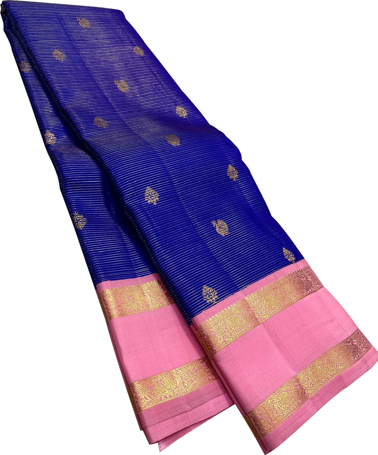 Blue Kanjeevaram Pure Silk Saree Handloom Weave Festive