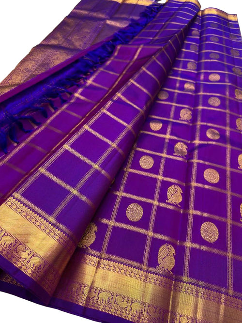 Purple Handloom Kanjeevaram Pure Silk Saree