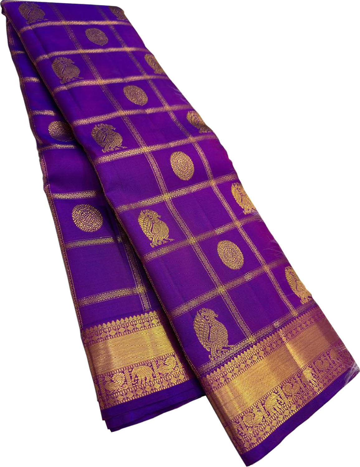 Purple Handloom Kanjeevaram Pure Silk Saree