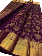 Purple Kanjeevaram Pure Silk Saree Handloom Festive Occasion
