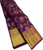 Purple Kanjeevaram Pure Silk Saree Handloom Festive Occasion