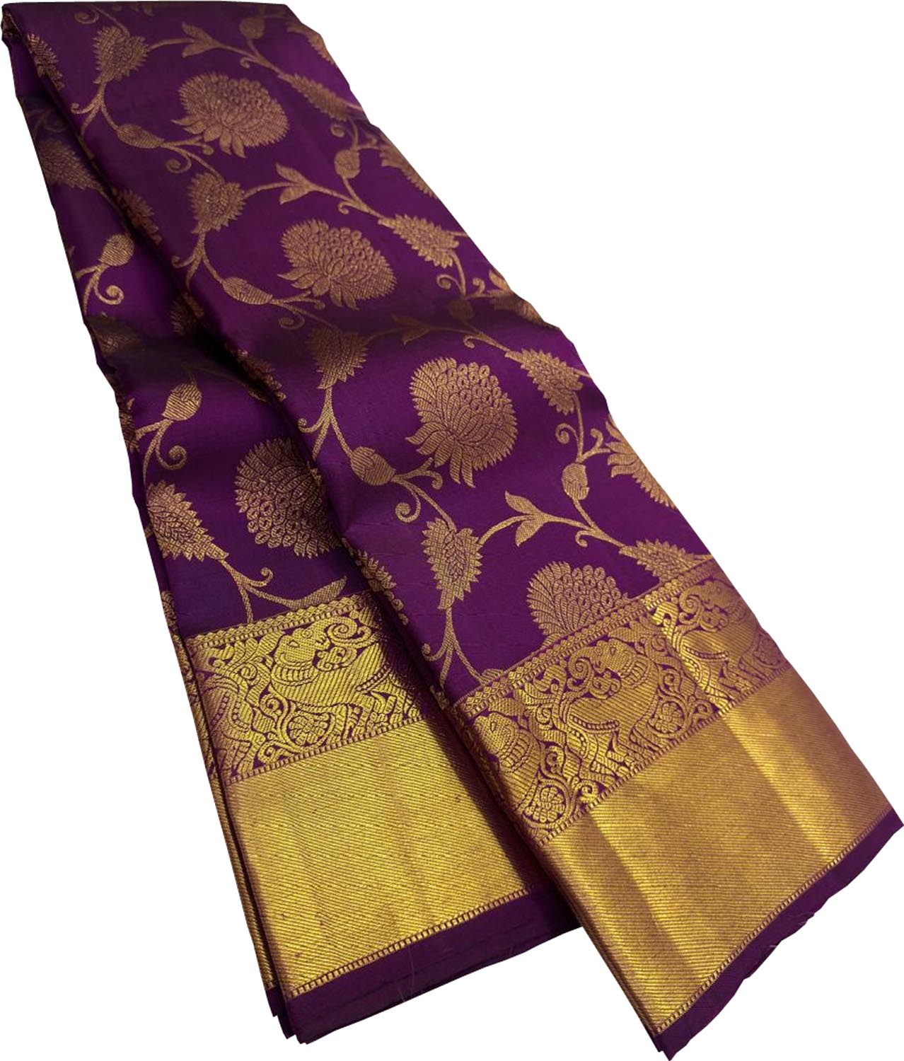 Purple Kanjeevaram Pure Silk Saree Handloom Festive Occasion