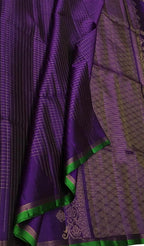 Purple Handloom Kanjeevaram Pure Silk Saree — Mango Butta Zari, Reception