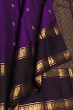 Purple Handloom Kanjeevaram Pure Silk Saree — Chakram Disc Zari, Festive