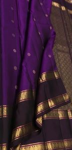 Purple Handloom Kanjeevaram Pure Silk Saree — Chakram Disc Zari, Festive