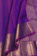 Purple Handloom Kanjeevaram Pure Silk Saree — Hamsa Bird Zari Border, Bridal
