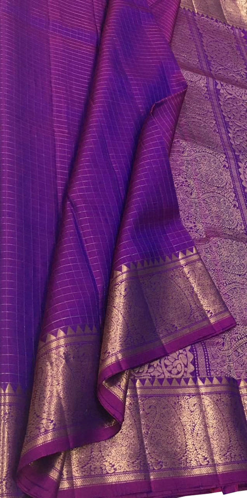 Purple Handloom Kanjeevaram Pure Silk Saree