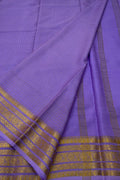 Purple Handloom Mysore Pure Crepe Silk Checks Design Saree
