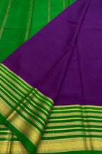 Purple Mysore Pure Crepe Silk Saree Handloom Weave Festive