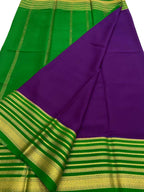 Purple Mysore Pure Crepe Silk Saree Handloom Weave Festive
