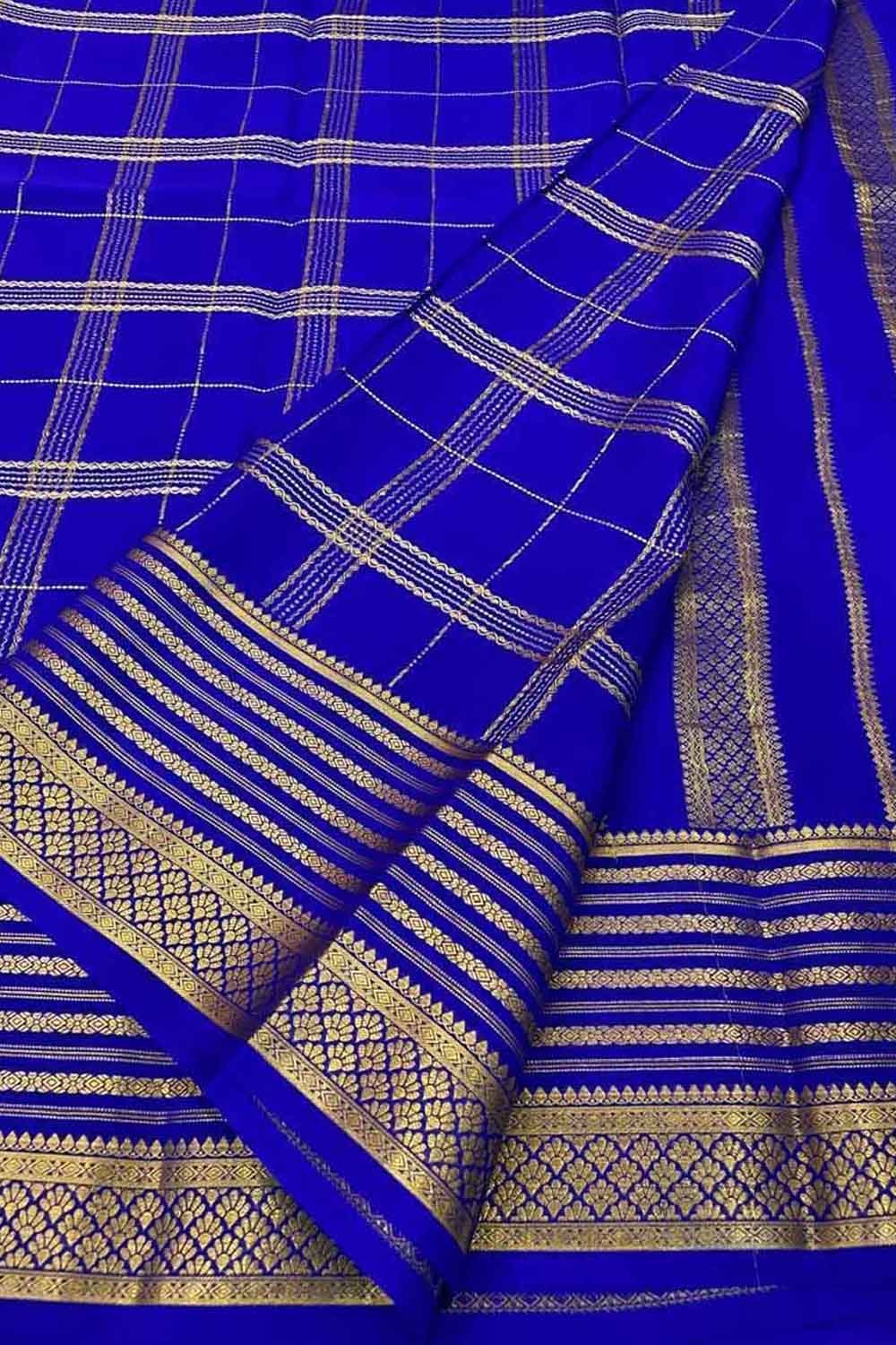 Purple Mysore Pure Crepe Silk Saree — Handloom Weave, Festive