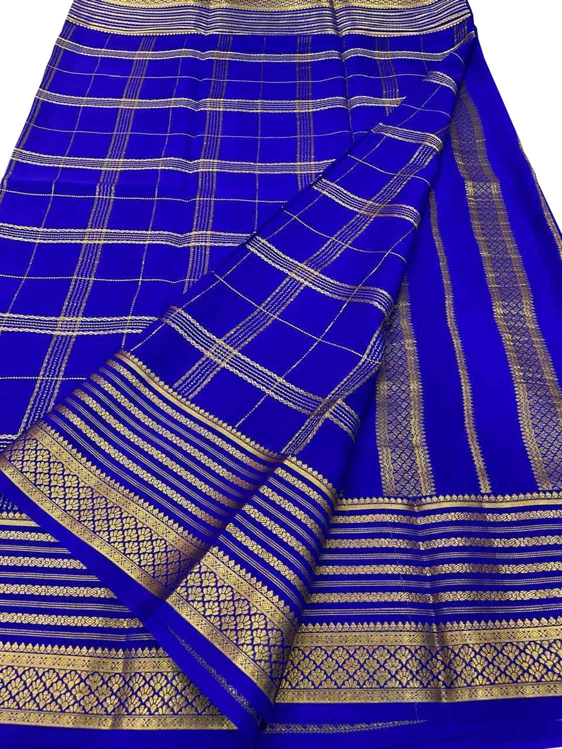 Purple Mysore Pure Crepe Silk Saree — Handloom Weave, Festive