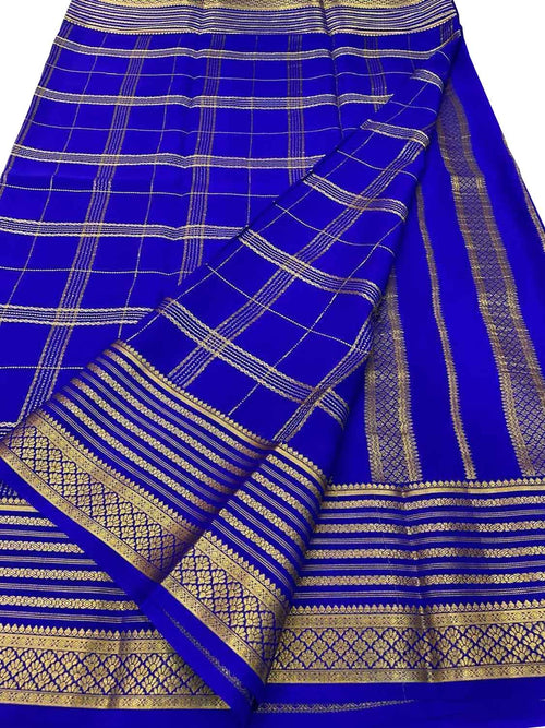 Purple Mysore Pure Crepe Silk Saree — Handloom Weave, Festive