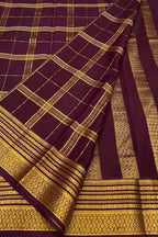 Purple Mysore Pure Crepe Silk Saree — Handloom Weave, Celebration