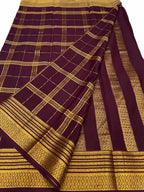 Purple Mysore Pure Crepe Silk Saree — Handloom Weave, Celebration