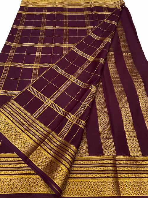 Purple Mysore Pure Crepe Silk Saree — Handloom Weave, Celebration