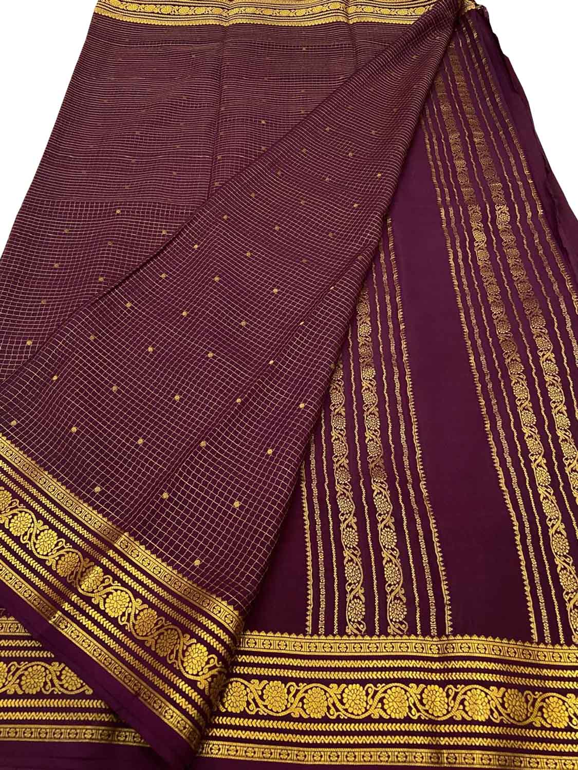 Purple Handloom Mysore Pure Crepe Silk Saree