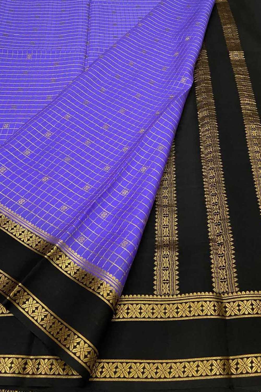 Purple Handloom Mysore Pure Crepe Silk Saree