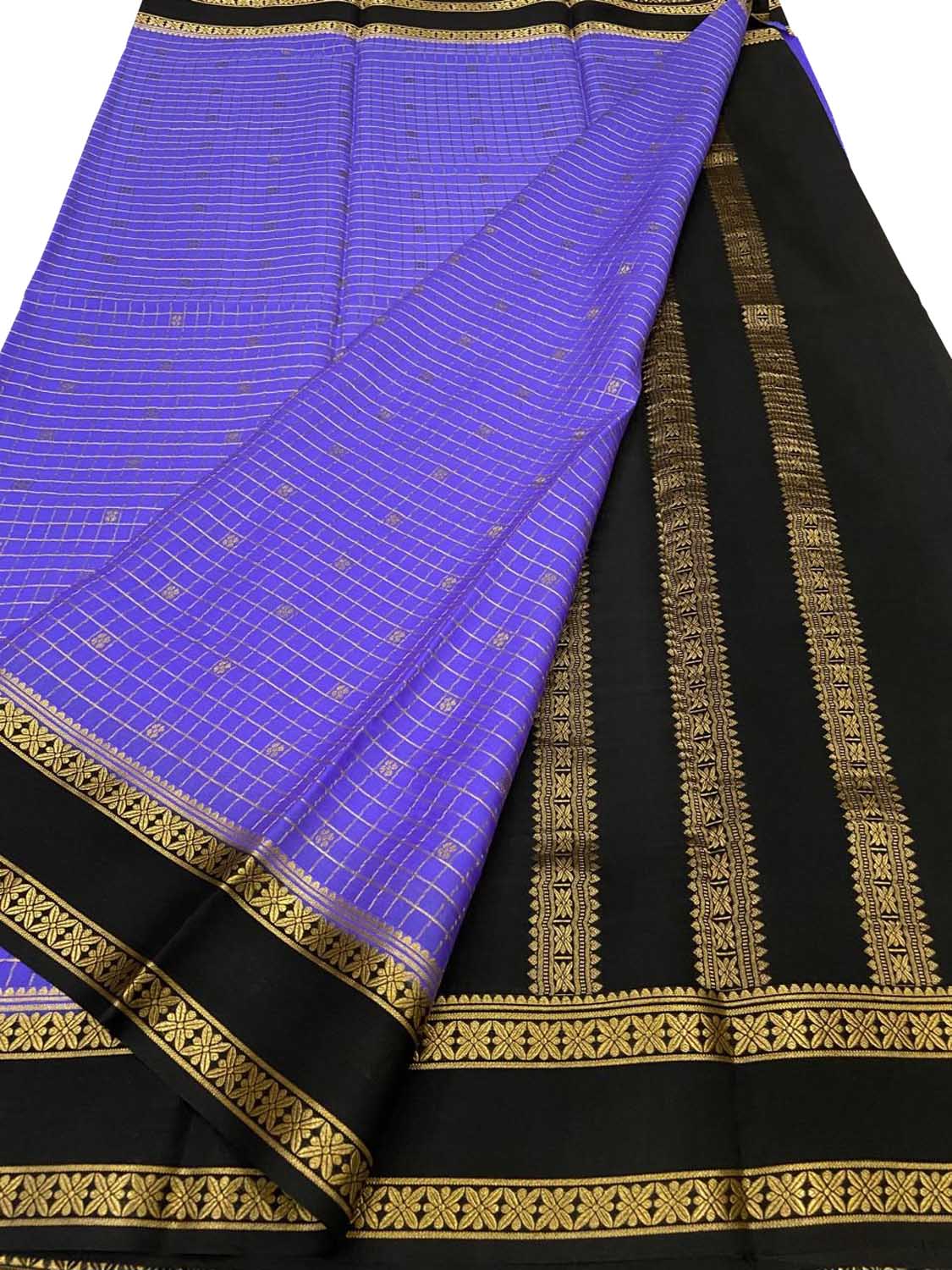 Purple Handloom Mysore Pure Crepe Silk Saree