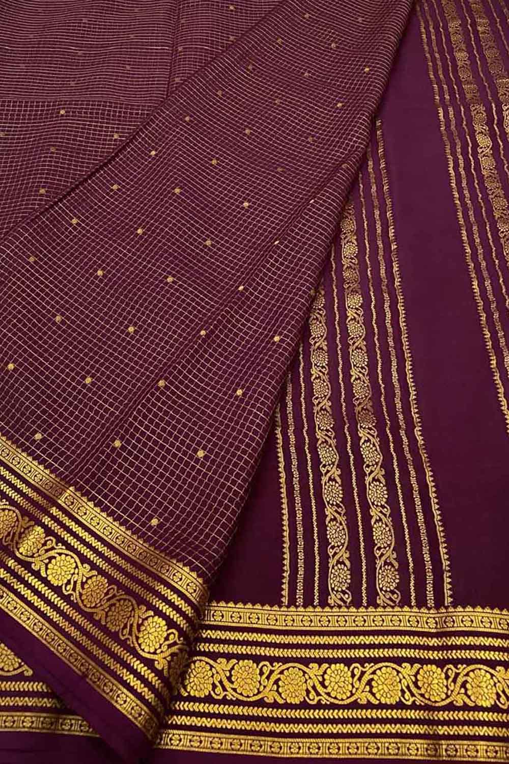 Purple Handloom Mysore Pure Crepe Silk Saree