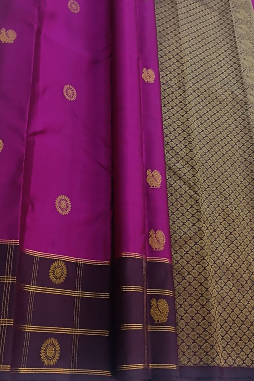 Purple Handloom Pure Silk Kanjeevaram Saree