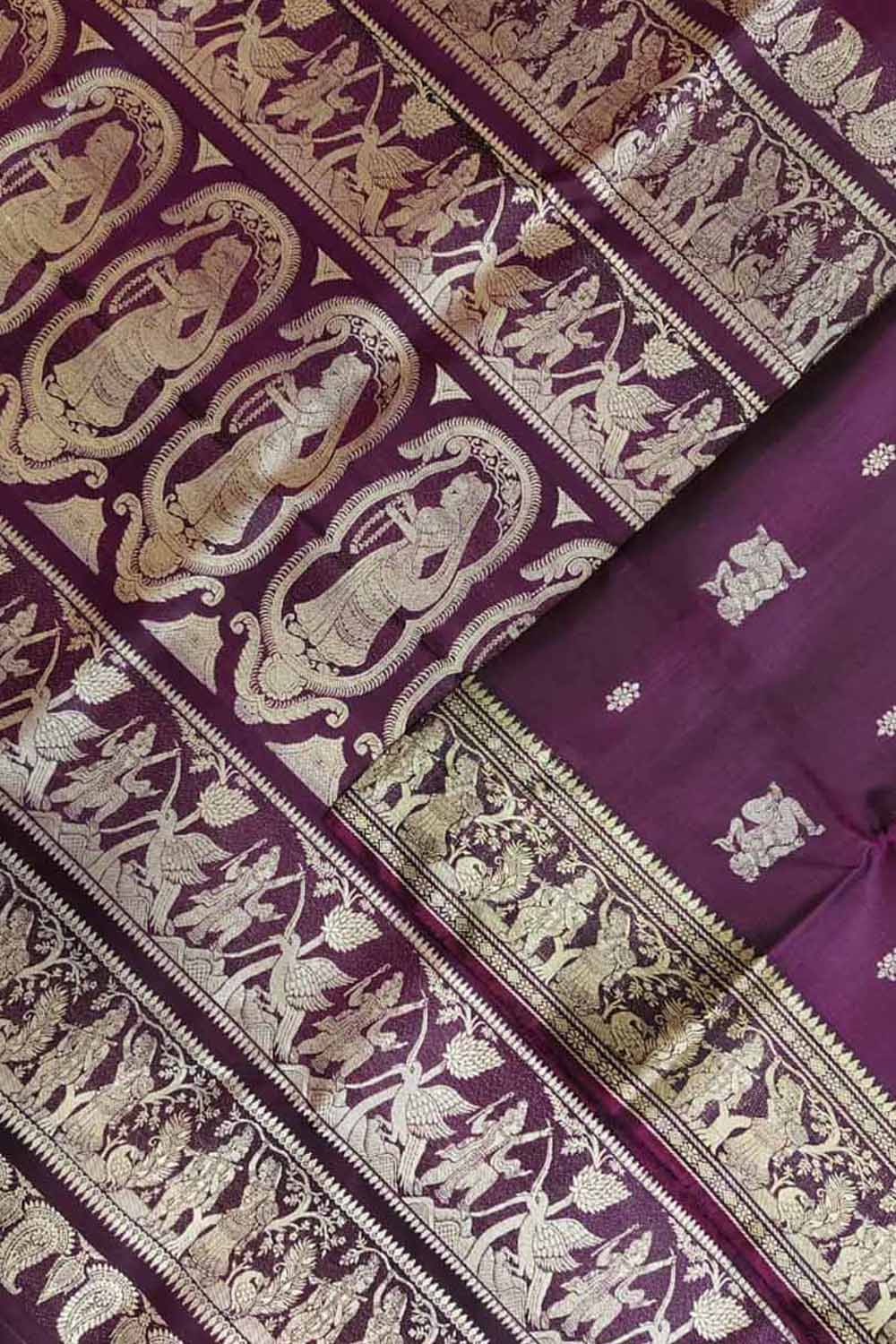 Purple Swarnachari Pure Silk Saree — Handloom Zari Weave, Festive Wear