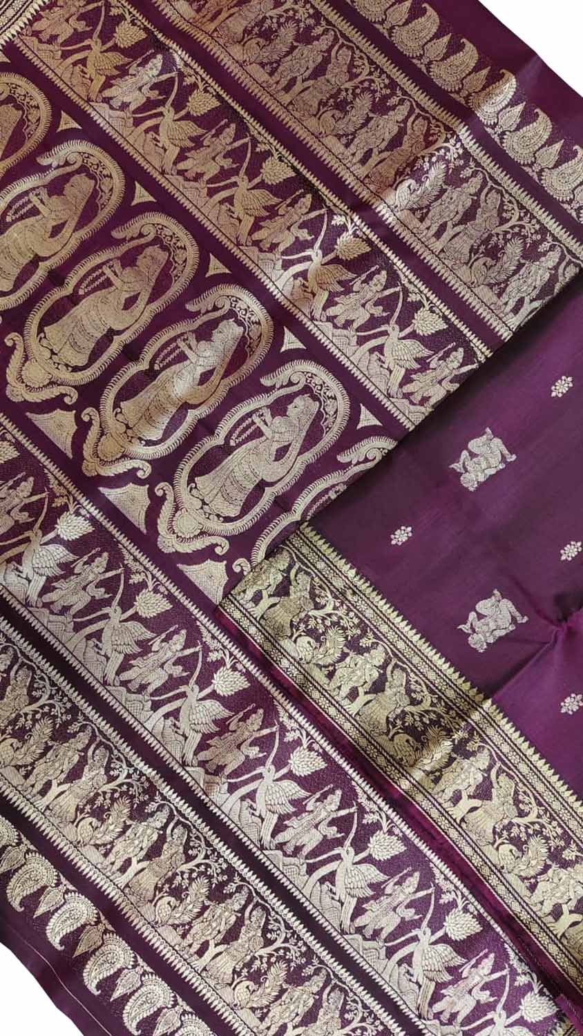 Purple Swarnachari Pure Silk Saree — Handloom Zari Weave, Festive Wear