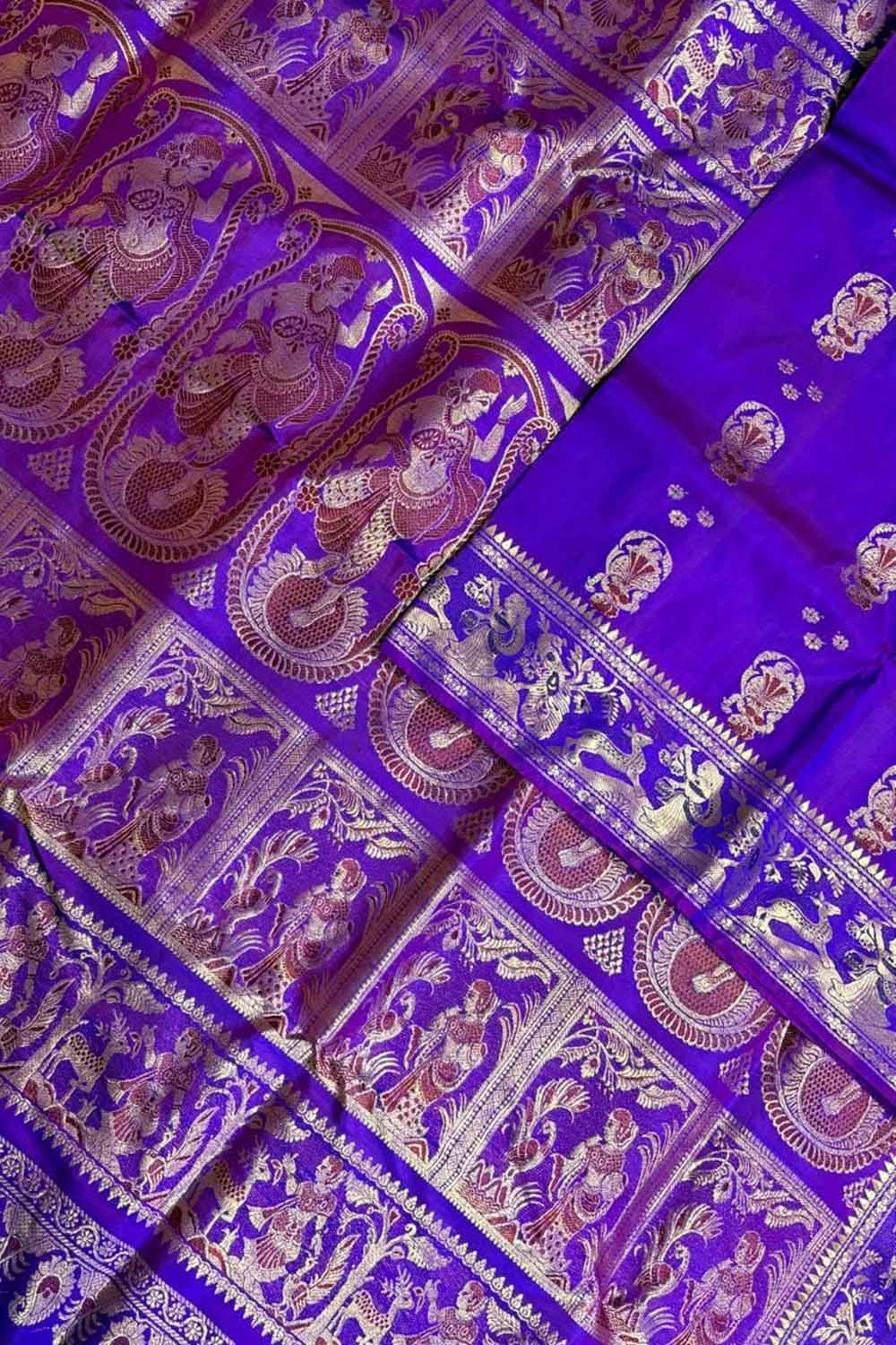 Purple Swarnachari Pure Silk Saree Handloom Woven Festive