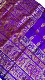 Purple Swarnachari Pure Silk Saree Handloom Woven Festive
