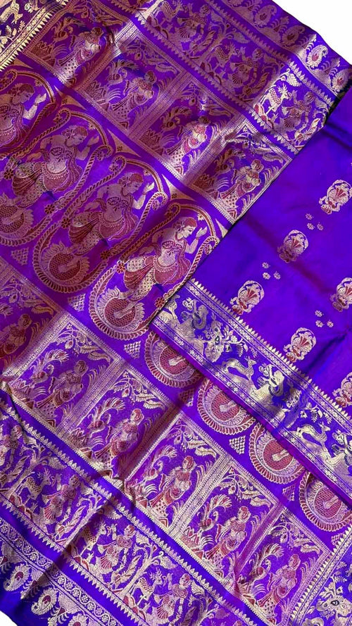 Purple Swarnachari Pure Silk Saree Handloom Woven Festive