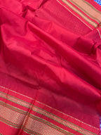 Purple and Red Ilkal Silk Temple Border Checks Saree