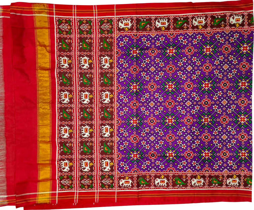 Purple Pure Double Ikkat Patan Patola Saree