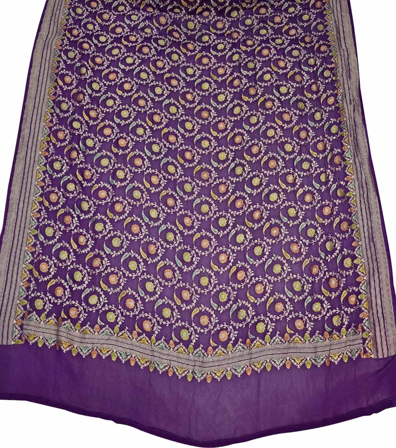 Purple Pure Georgette Banarasi Brush Dye Dupatta PD1B1AL426090403