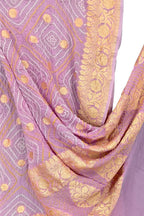 Purple Pure Georgette Bandhani Rai Bandhej Dupatta