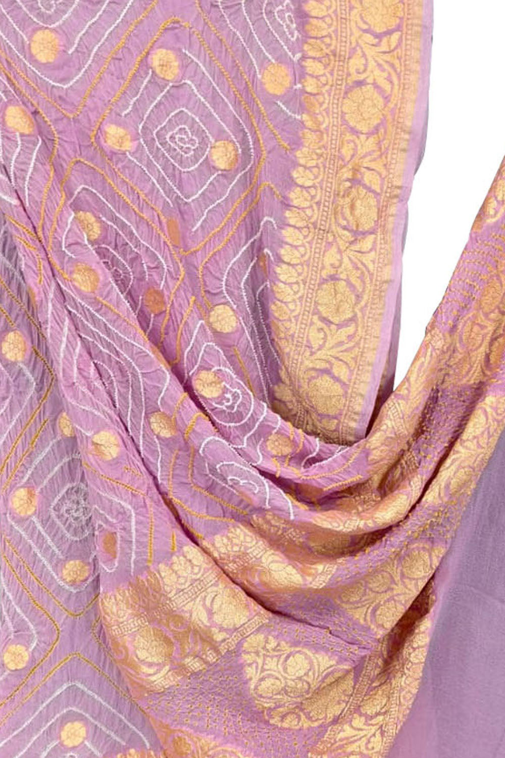 Purple Pure Georgette Bandhani Rai Bandhej Dupatta
