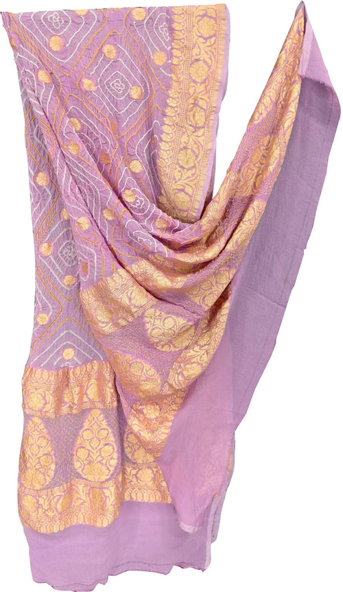 Purple Pure Georgette Bandhani Rai Bandhej Dupatta