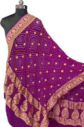 Purple Pure Georgette Bandhani Rai Bandhej Dupatta