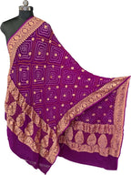 Purple Pure Georgette Bandhani Rai Bandhej Dupatta